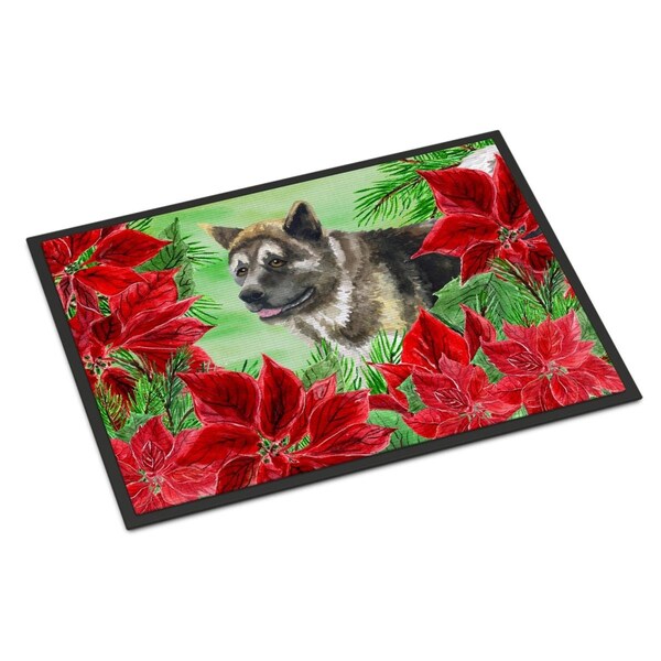 Carolines Treasures American Akita Poinsettas Indoor or Outdoor Mat, 24 x 36 in. CK1317JMAT - main